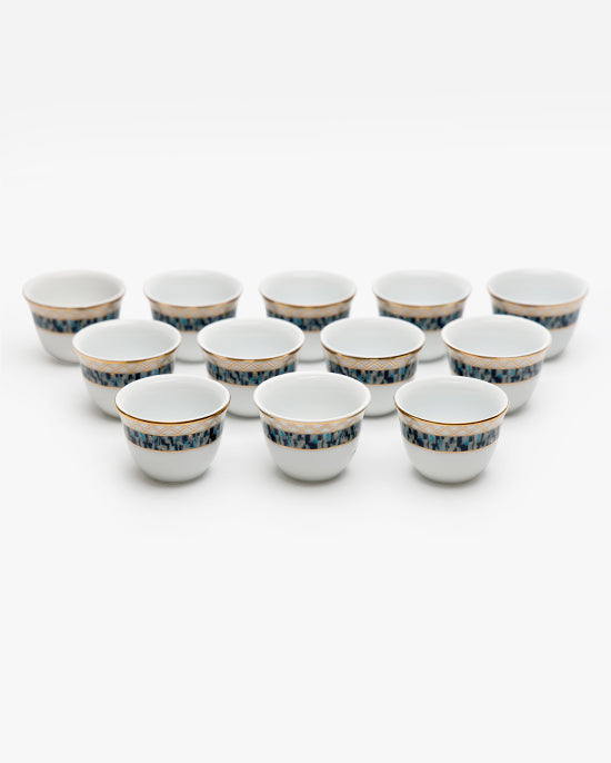 دانكوتوا موريس أزرق/ذهبي 12 قطعة من أكواب القهوة