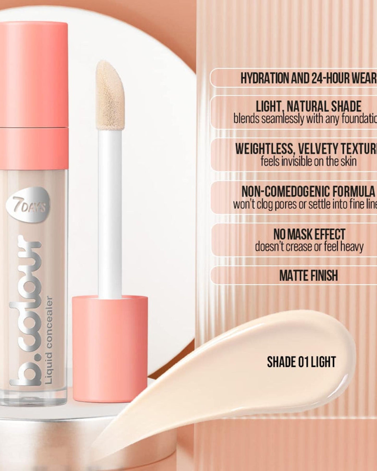 خافي عيوب الوجه والعين 7DAYS B.COLOUR 01 فاتح