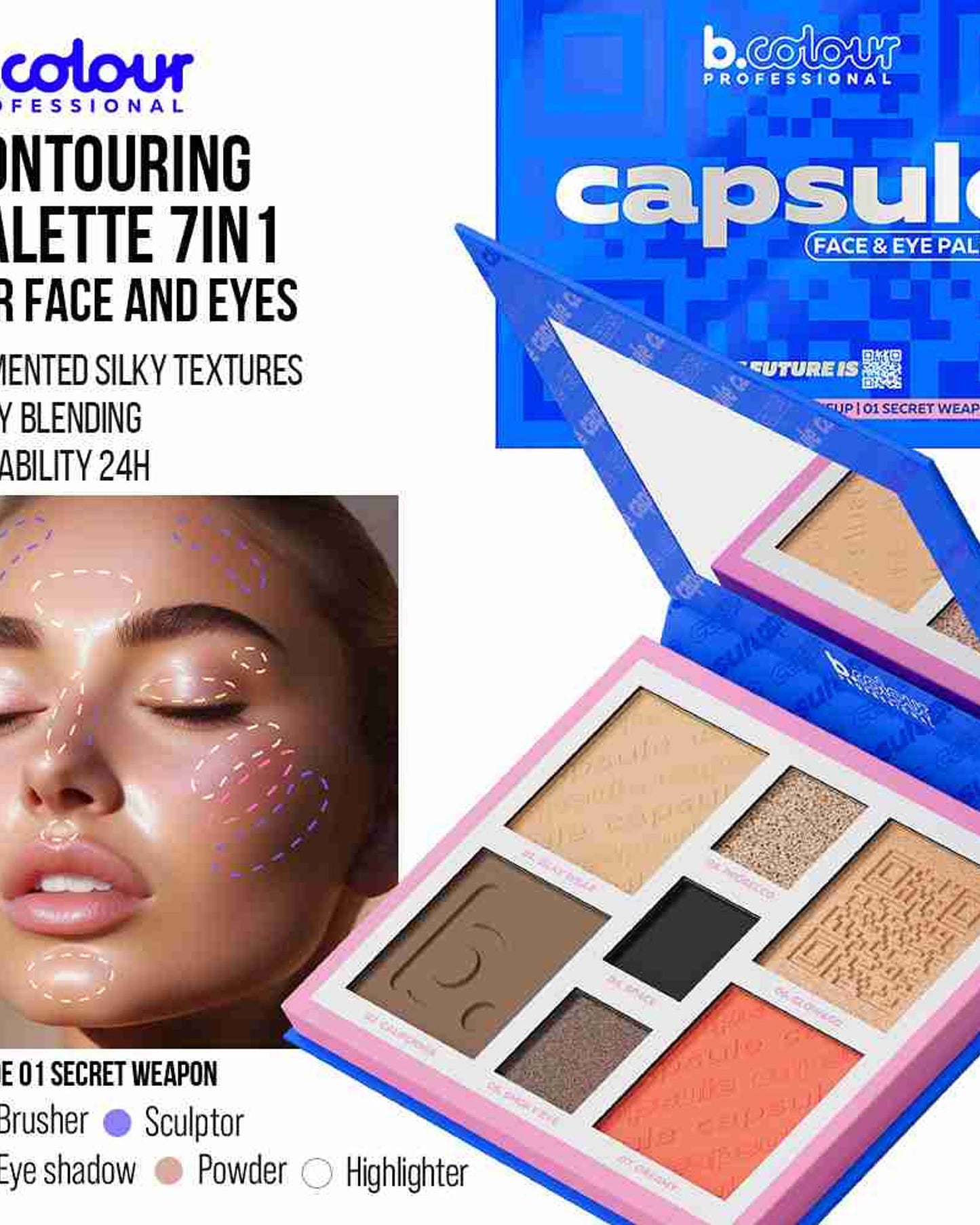 لوحة ألوان الوجه Secret Weapon 7 في 1 من B.COLOUR PROFESSIONAL