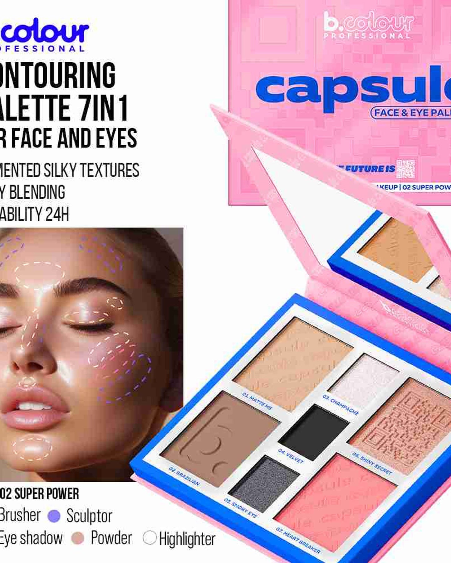 لوحة ألوان الوجه بي. كولور بروفيشنال سوبر باور 7 في 1