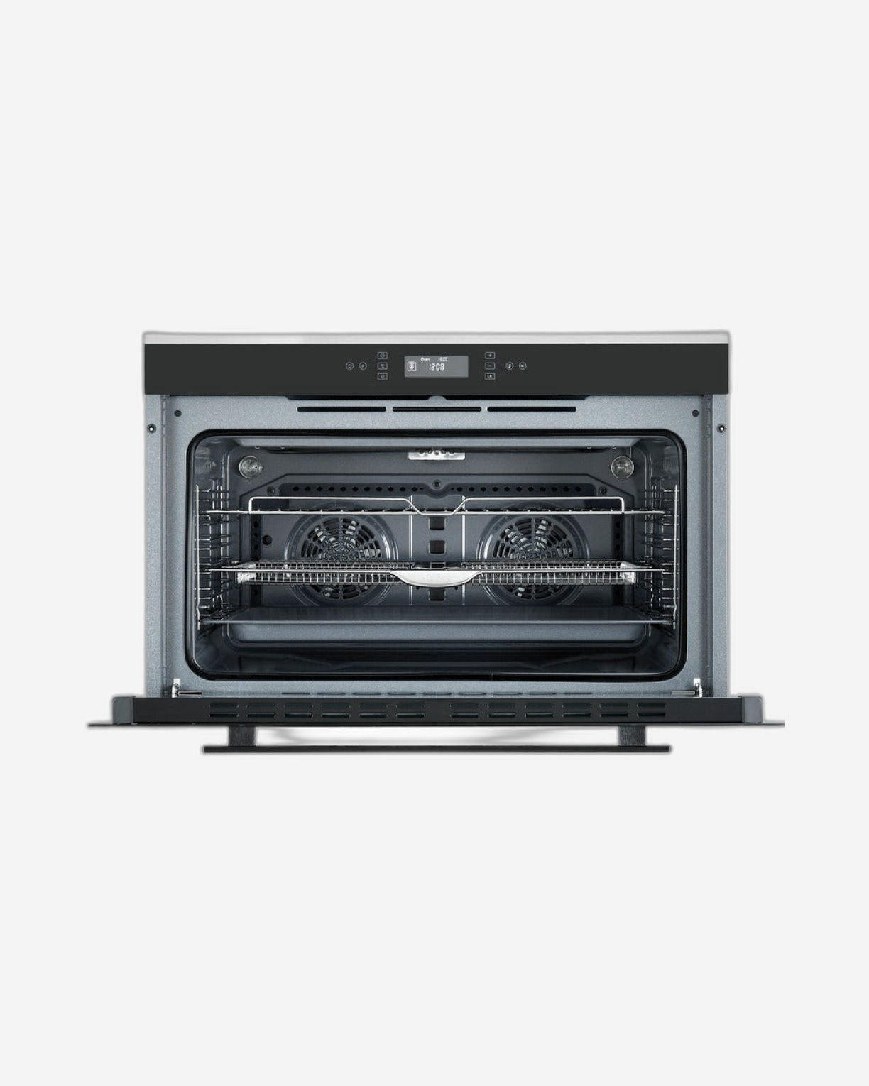 فرن كهربائي من هوفر، 90 سم، سعة 125 لترًا، مروحة حرارية، نظام تبريد علوي، إضاءة داخلية، تحكم باللمس بالكامل، حواف من الفولاذ المقاوم للصدأ، باب زجاجي ثلاثي الطبقات، تجويف من المينا - HEO-T90125-BBI