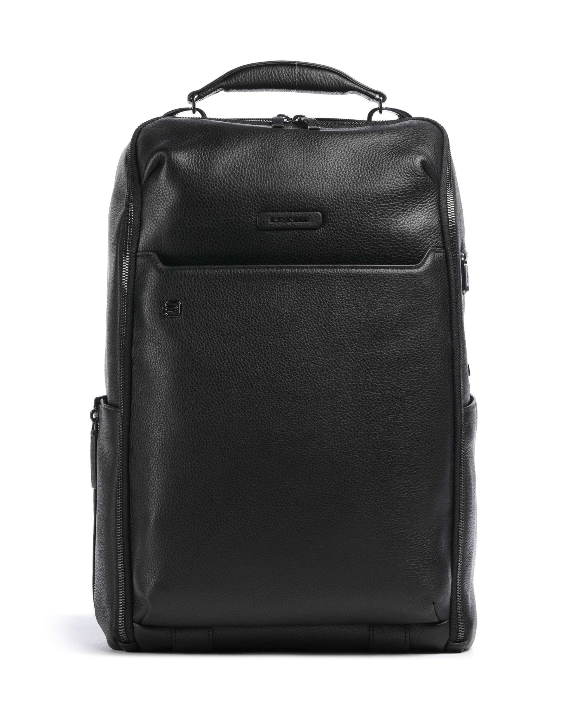 MODUS TRAVEL BACKPACK IN LEATHER FOR LAPTOP 15 6  FINGERPRINT BLACK