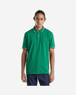 قميص بولو من القطن المطاطي بأكمام قصيرة