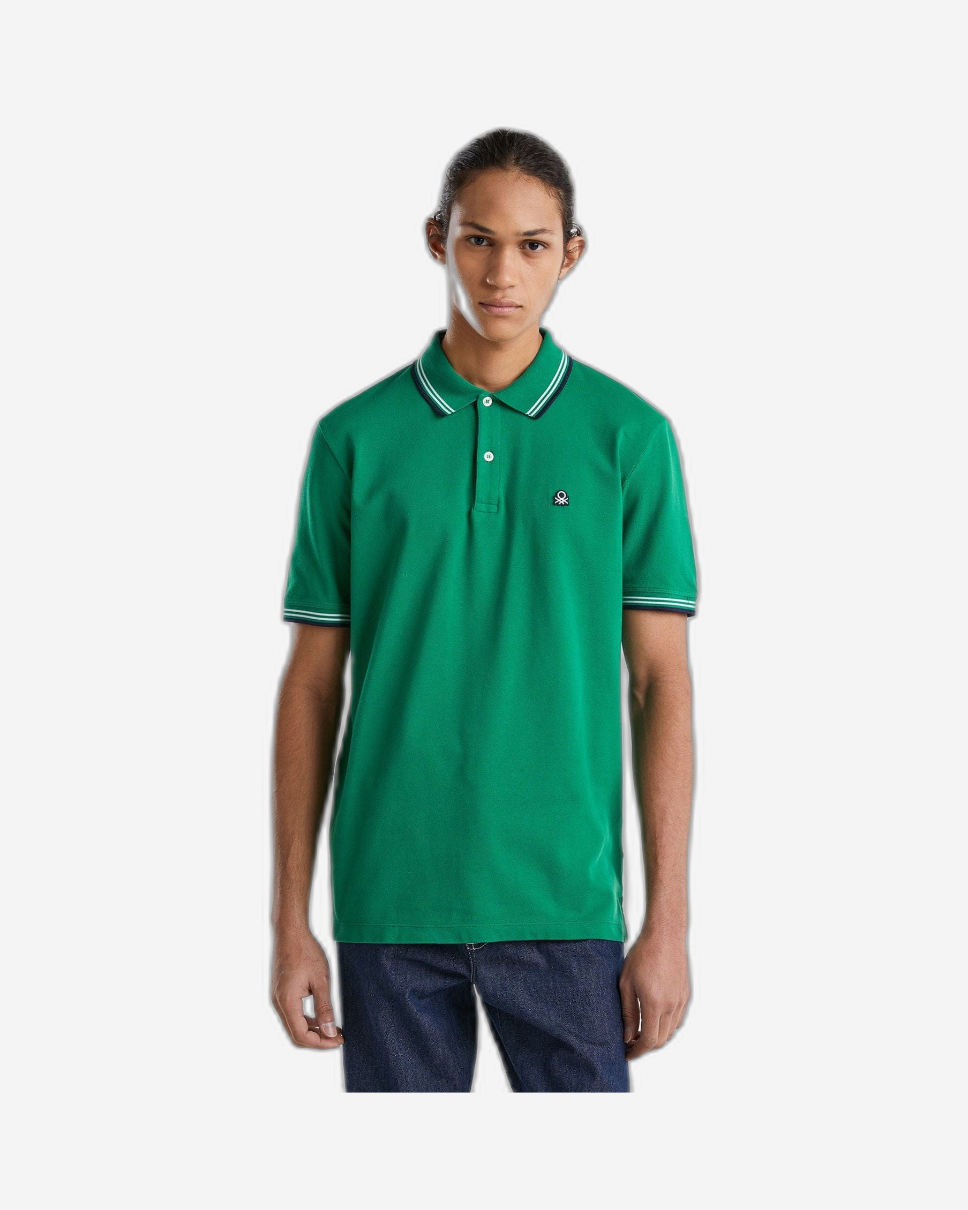 قميص بولو من القطن المطاطي بأكمام قصيرة