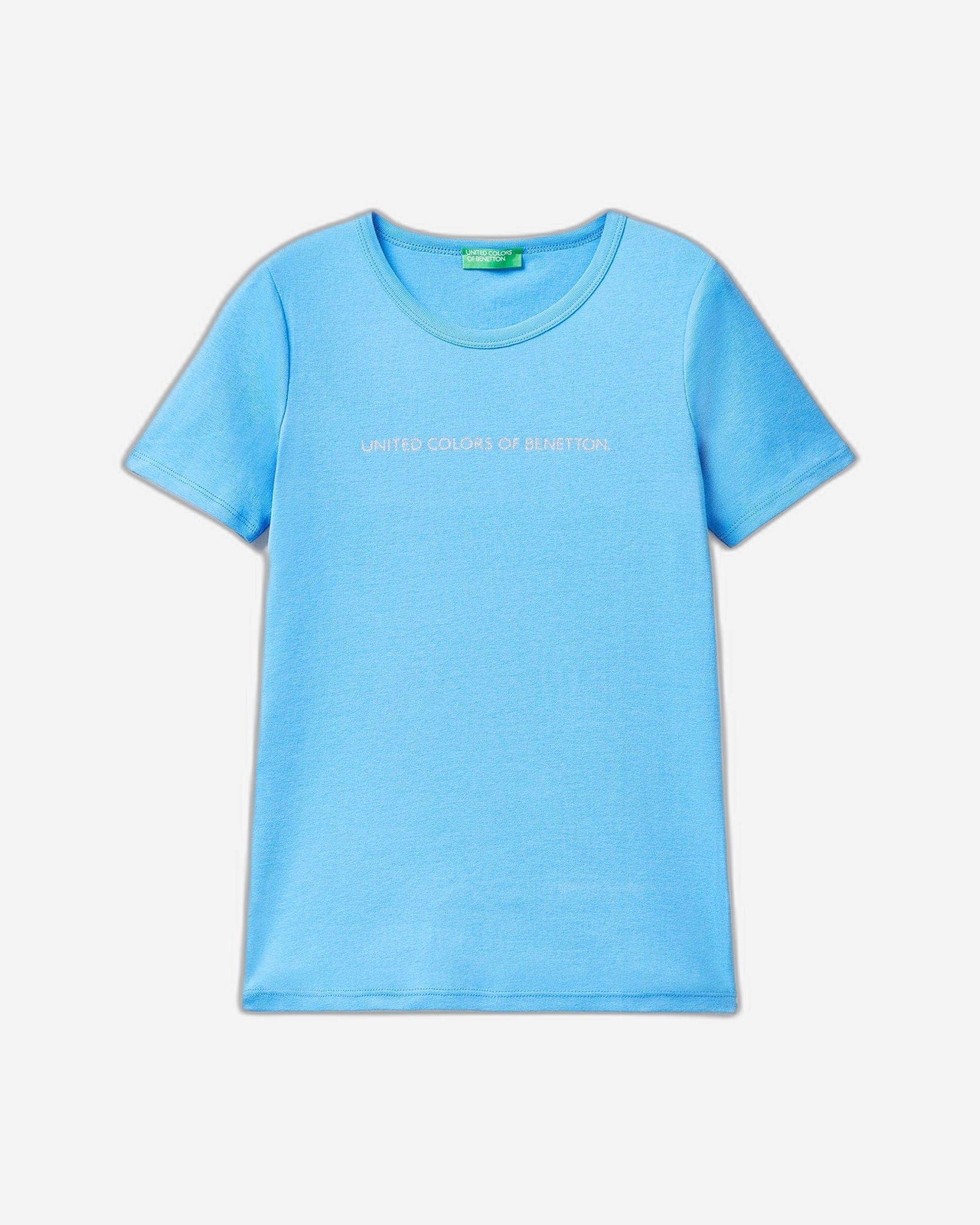 تي شيرت مصنوع من القطن بنسبة 100% مع شعار مطبوع لامع