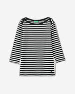 تي شيرت مخطط بأكمام 3/4 من القطن بنسبة 100%