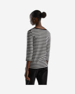 تي شيرت مخطط بأكمام 3/4 من القطن بنسبة 100%