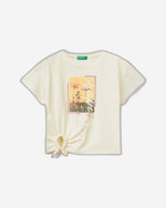 تي شيرت قصير مطبوع عليه بريق