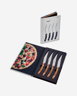 مجموعة سكاكين بيتزا نابولي من ليجنوارت، مكونة من 4 قطع، بمقبض داكن من الفولاذ المقاوم للصدأ، عبوة من 10 قطع