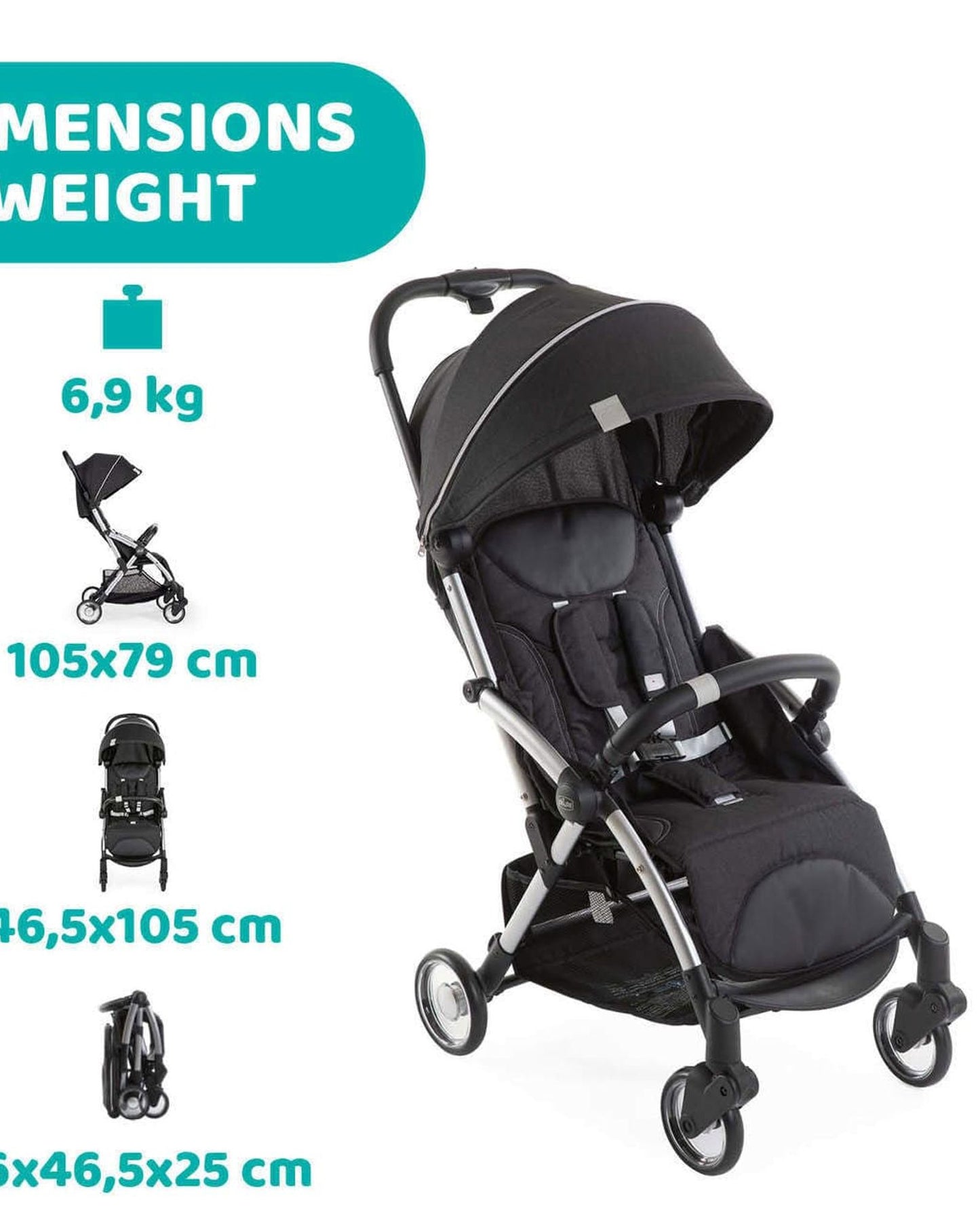 عربة أطفال جودي بلس سوداء Re-Lux-CH79877-56