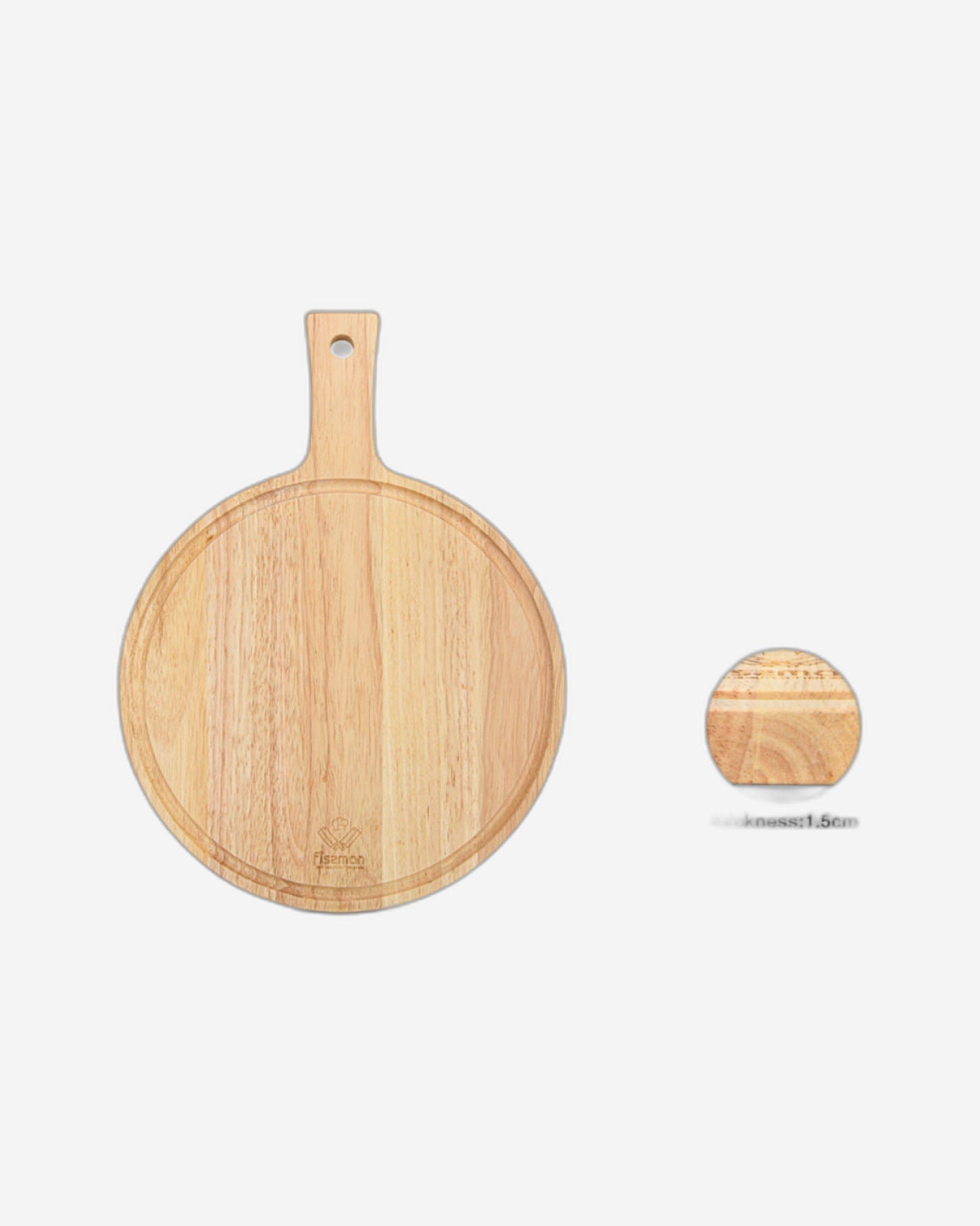 لوح تقطيع فيسمان من الخشب المطاطي بمقبض 40 سم