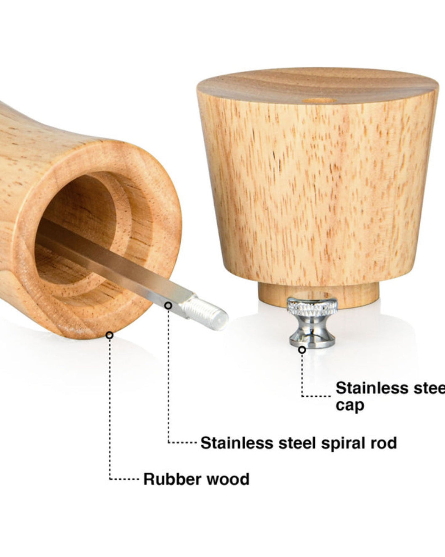 مطحنة ملح وفلفل من فيسمان على شكل صخرة خشبية بنية اللون، 16 سم
