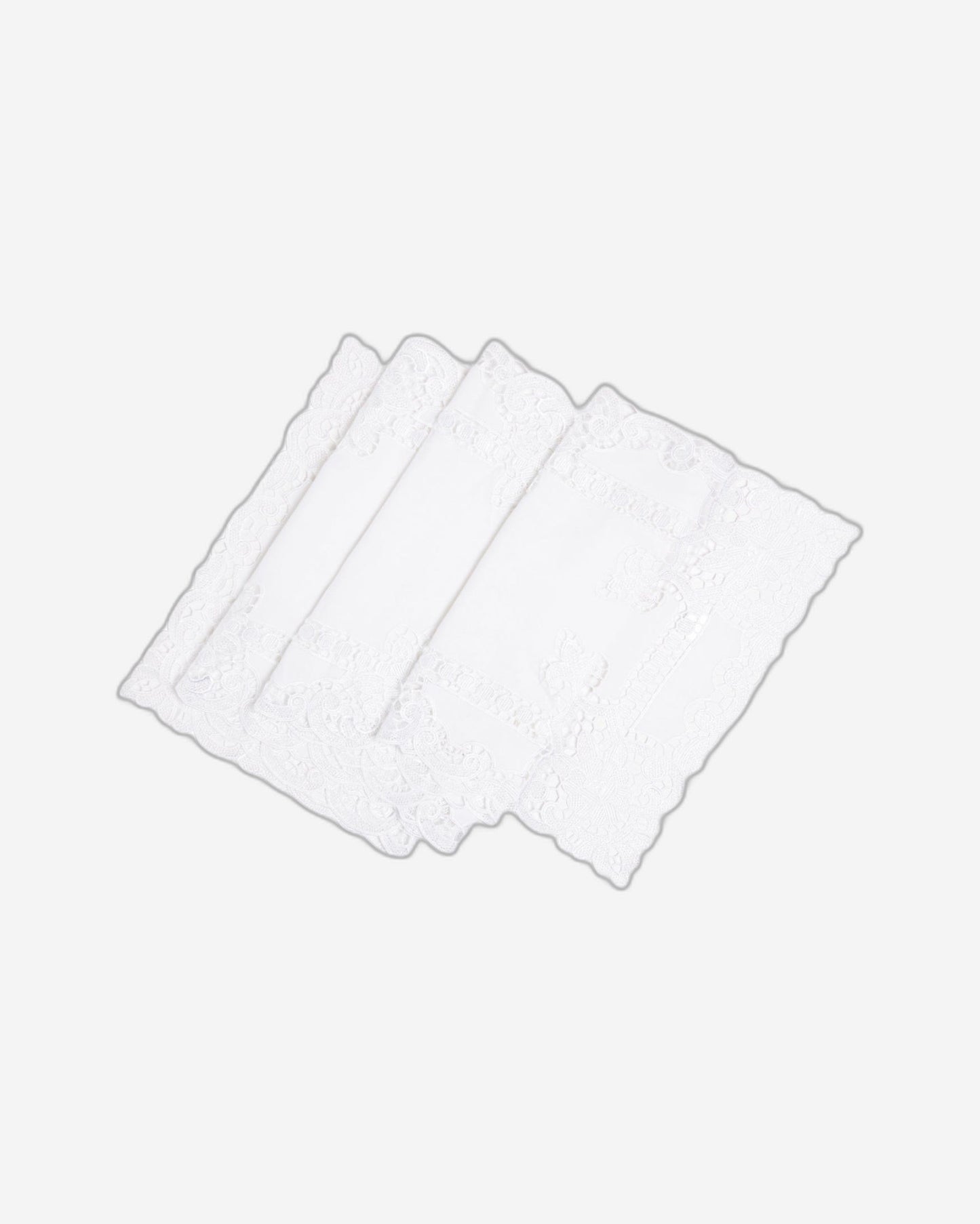 مفرش طاولة باراماونت بولي لينين أبيض من الدانتيل الثقيل