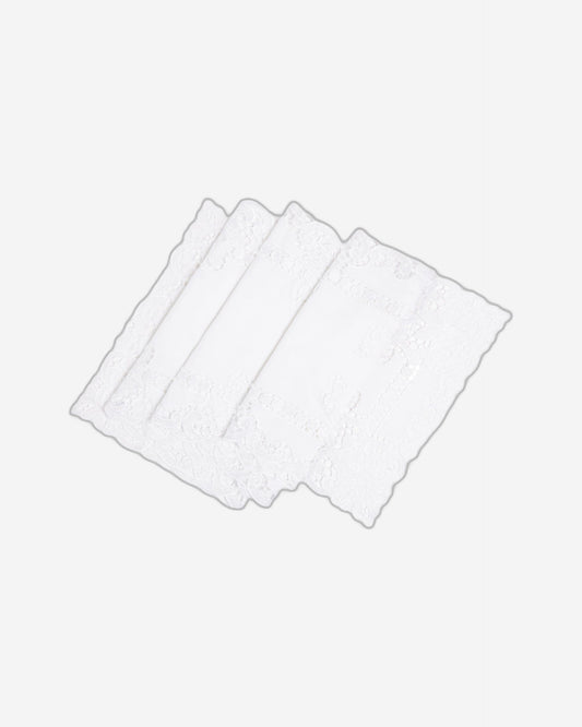 مفرش طاولة باراماونت بولي لينين أبيض من الدانتيل الثقيل