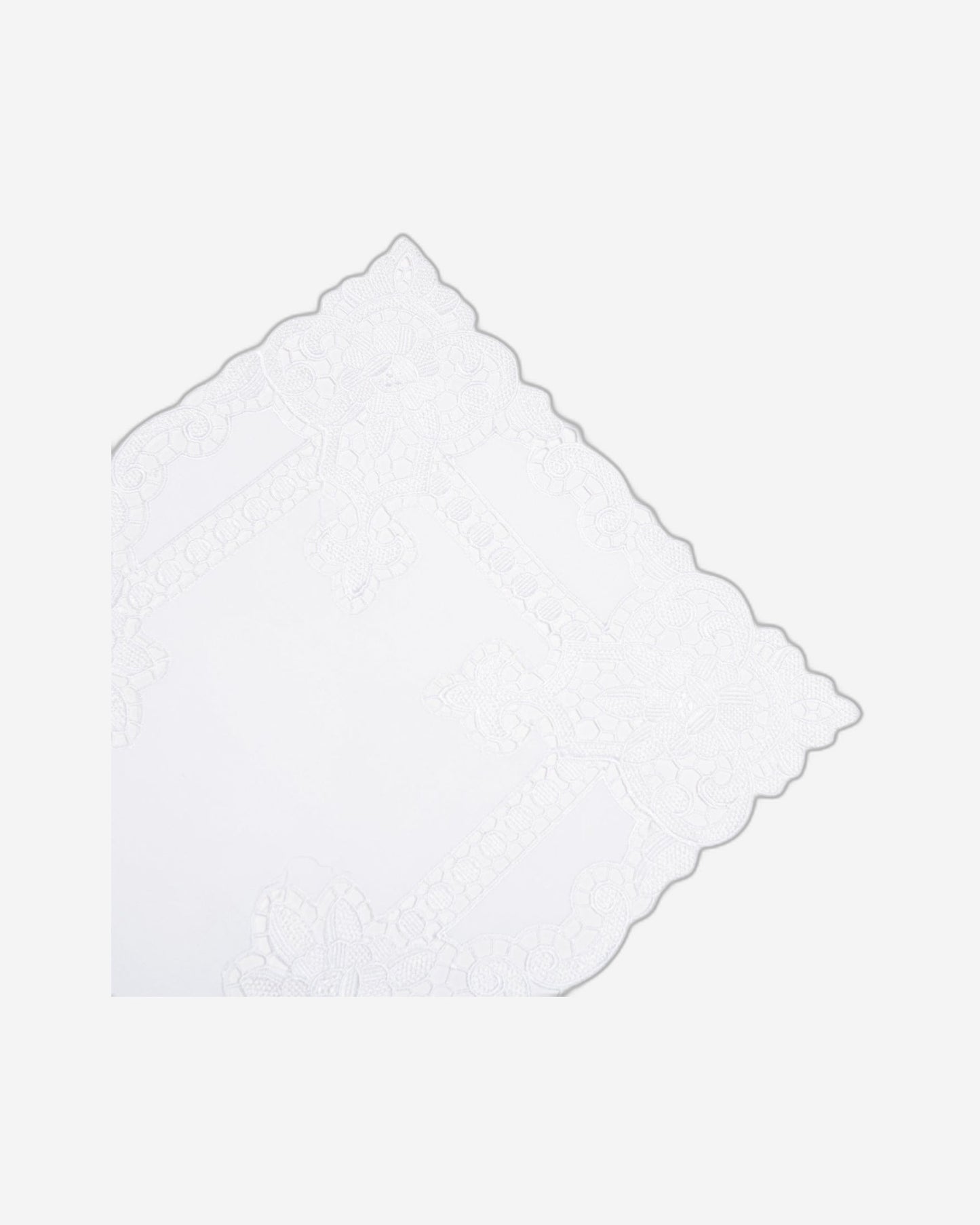 مفرش طاولة باراماونت بولي لينين أبيض من الدانتيل الثقيل