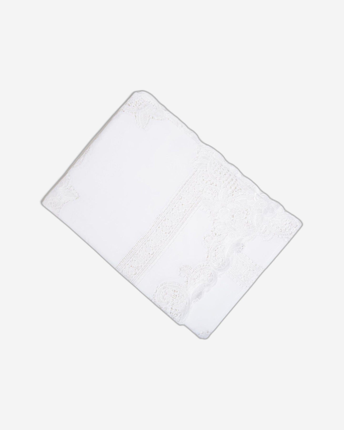 مفرش طاولة باراماونت بولي لينين أبيض ثقيل من الدانتيل