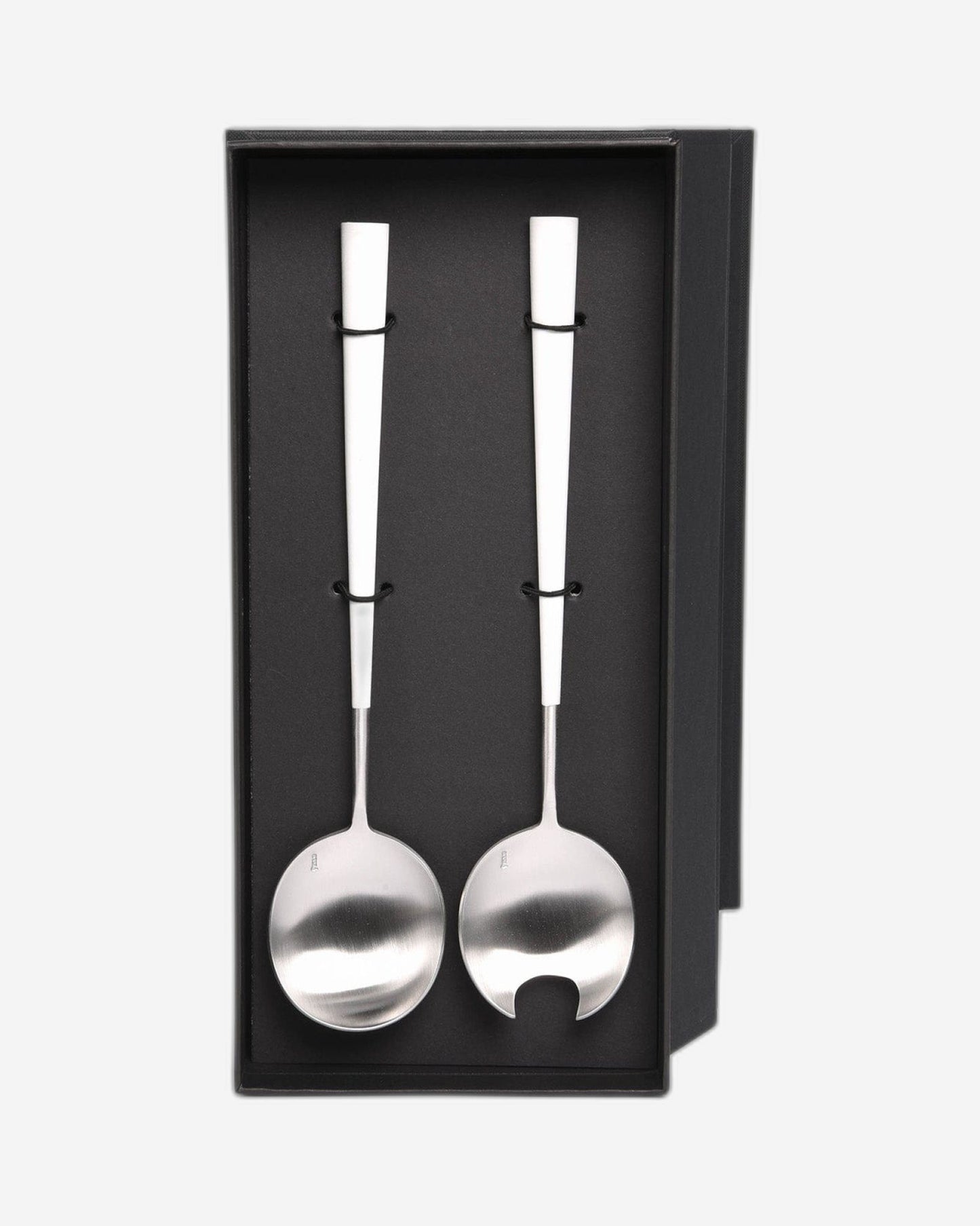 بيلو إينوكس نيو وايت مع فضي مصقول - قطعتين لتقديم السلطة - صندوق هدايا