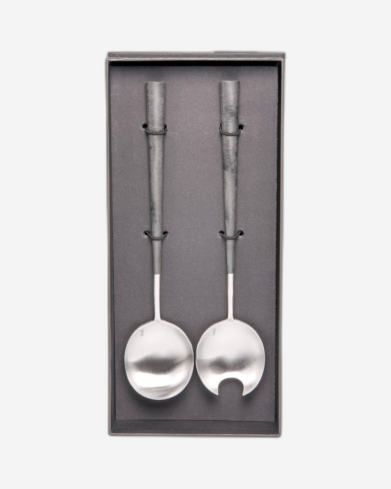 بيلو إينوكس نيو أسود مع فضي مصقول - طبق سلطة لشخصين - صندوق هدايا