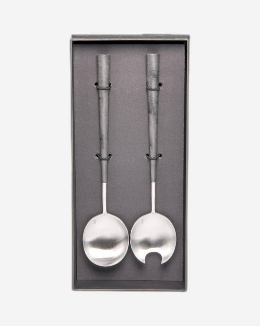 بيلو إينوكس نيو أسود مع فضي مصقول - طبق سلطة لشخصين - صندوق هدايا