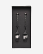 أدوات مائدة بيلو إينوكس أوبيليسكو باللون الأسود غير اللامع مع نقش بالليزر - تقديم سلطة لشخصين - صندوق هدايا