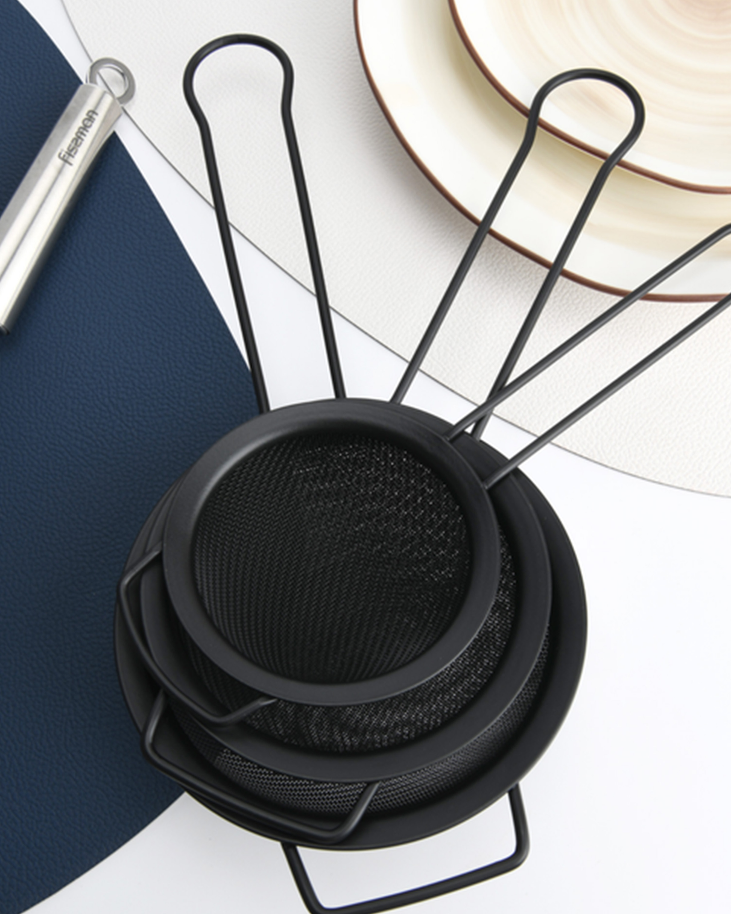 Fissman Fine Mesh Strainer Set Black 10cm, 12cm, 14cm 3 Piece