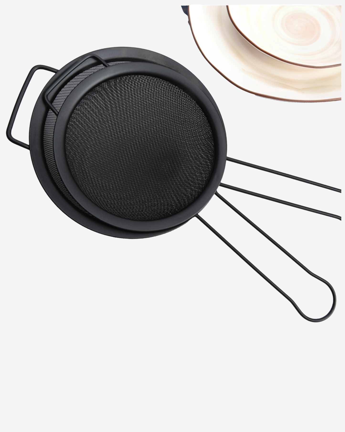 Fissman Fine Mesh Strainer Set Black 16cm, 18cm 2 Piece