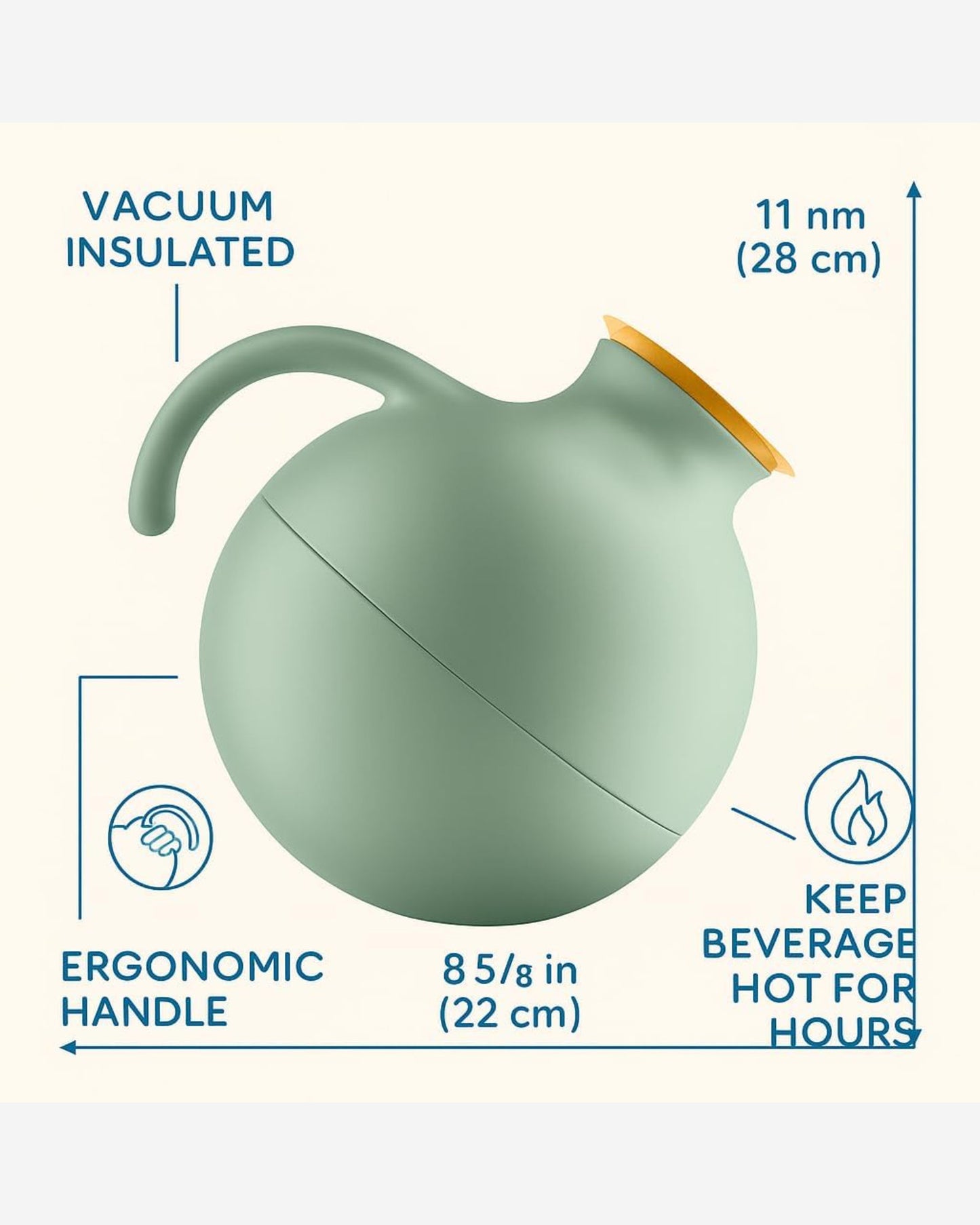 إيفا سولو 502707 جلوب في جيه 1 لتر حافة ذهبية بلون المريمية، مصنوعة حسب الطلب