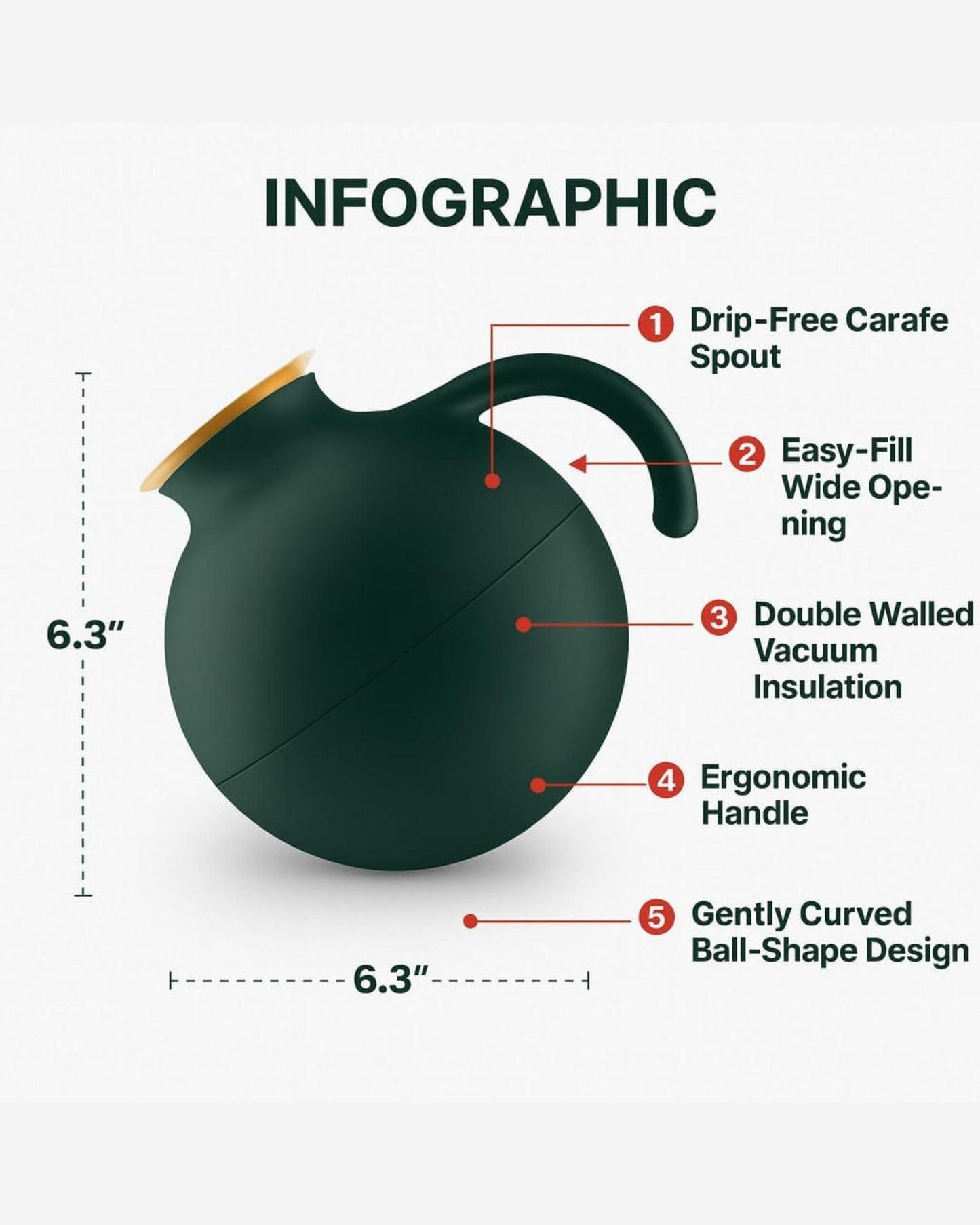 إيفا سولو 502709 غلوب في جيه 1 لتر أخضر زمردي حافة ذهبية مصنوعة حسب الطلب