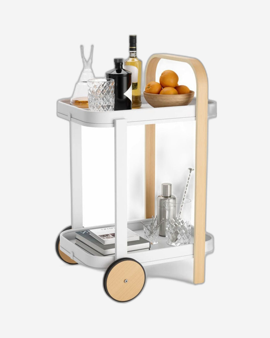 عربة بار/تقديم أومبرا بيلوود باللون الأبيض/الطبيعي