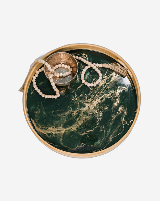 صينية تقديم دائرية من الخيزران من لين وليانا، لون أسود، مقاس 16