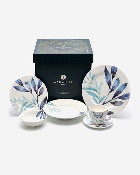 طقم عشاء سيرين دائري الشكل مكون من 24 قطعة