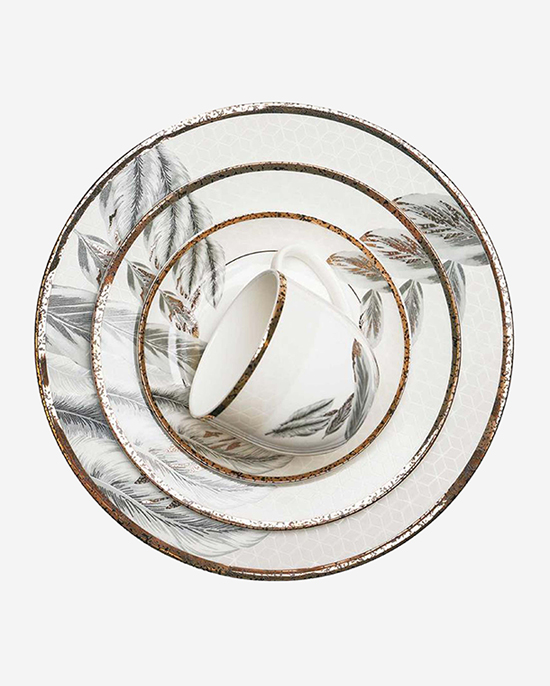 طقم عشاء نورديك دائري الشكل مكون من 24 قطعة