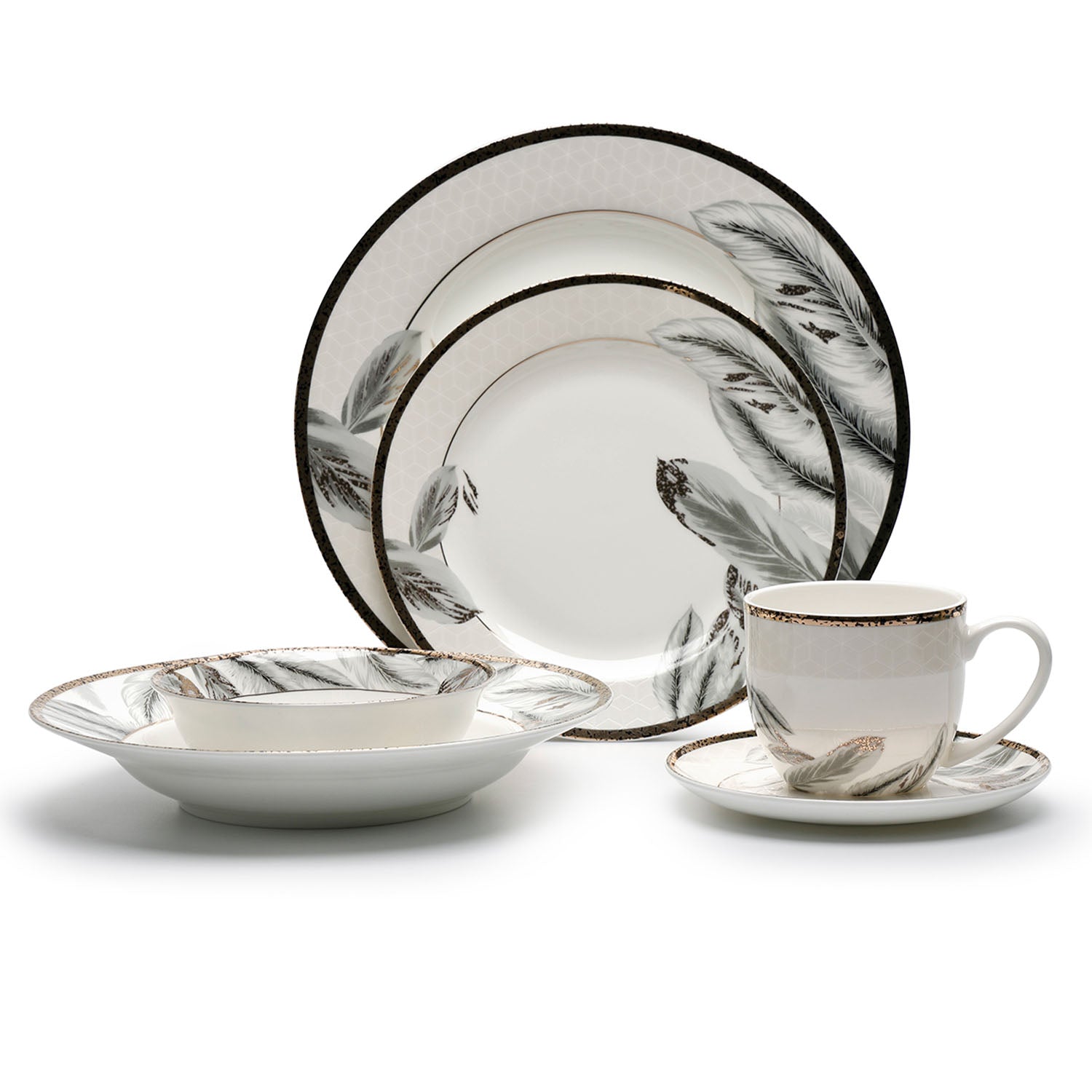 طقم عشاء نورديك دائري الشكل مكون من 24 قطعة