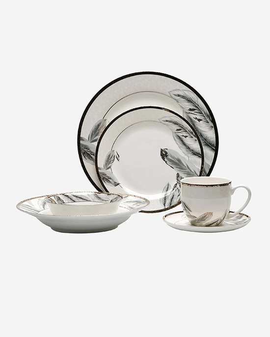 طقم عشاء نورديك دائري الشكل مكون من 24 قطعة