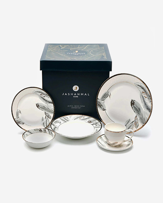 طقم عشاء نورديك دائري الشكل مكون من 24 قطعة