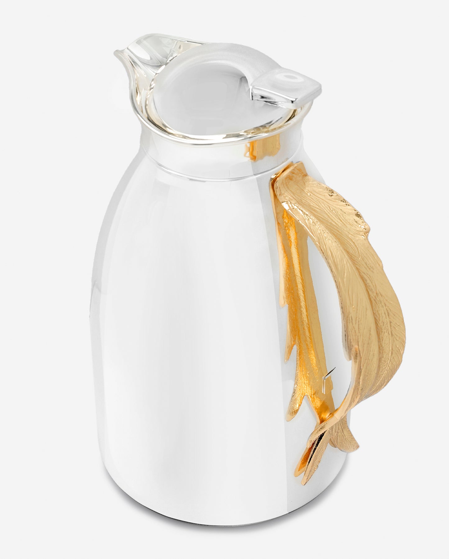 ترمس بانتازلوس فضي سادة بمقابض مطلية بالذهب بلمسة نهائية عتيقة