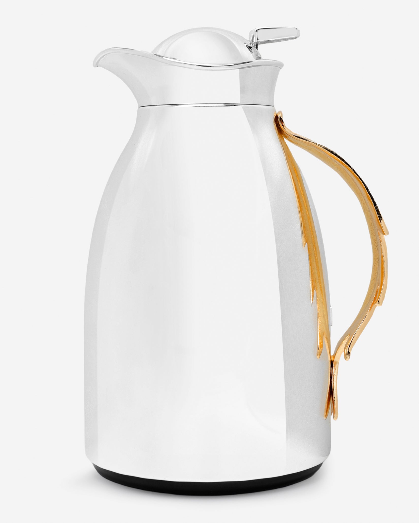 Pantazelos Thermos Plain Silver With Antique Finish Gold Plated Handles