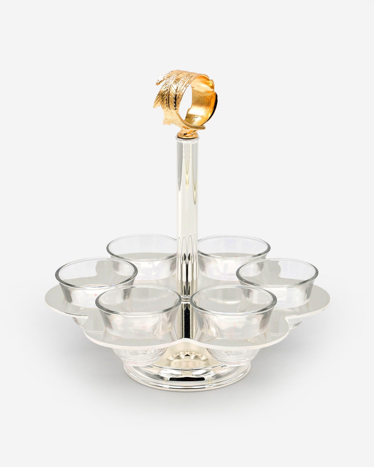 حامل بانتازلوس لستة فناجين قهوة عربية (مرفق) بمقبض بلمسة نهائية عتيقة