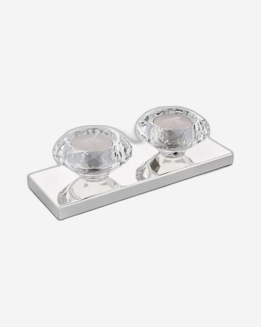 حامل شموع وينكو 2 لايت مع قطعتين من الماس الزجاجي