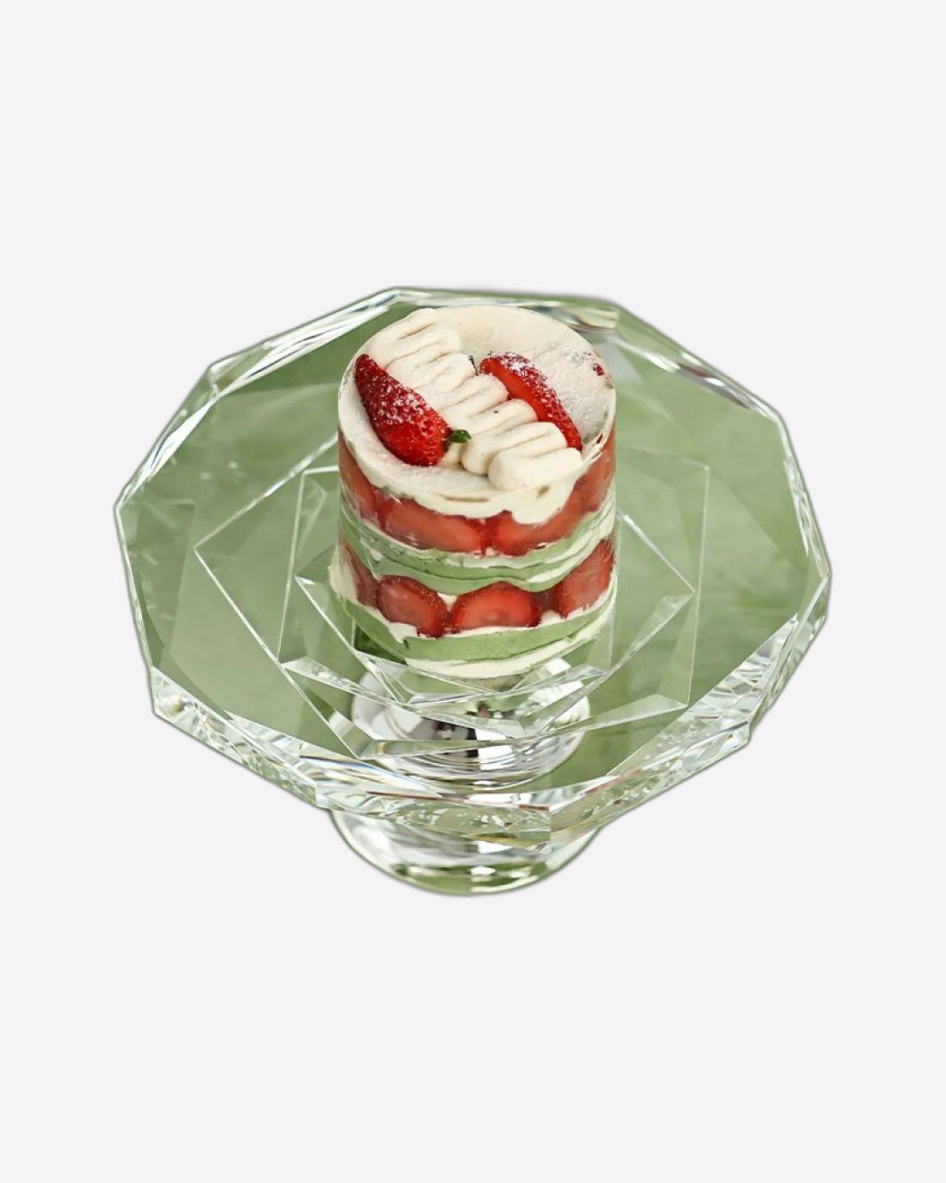 طبق دائري من وينكو كومبوت مع قاعدة 20 سم مصنوع يدويًا من الألماس وخالٍ من الرصاص وكريستال K9 وزهرة الورد