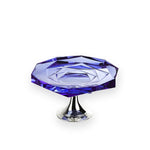 Winko Compote Round Dish With Pedestal 20cm Diamond Handmade Lead Free K9 Sapphire Blue Crystal Rose