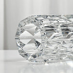 مزهرية وينكو صغيرة مستديرة مقطوعة بالماس 10 سم × 16 سم مصنوعة يدويًا من الكريستال K9 الخالي من الرصاص.