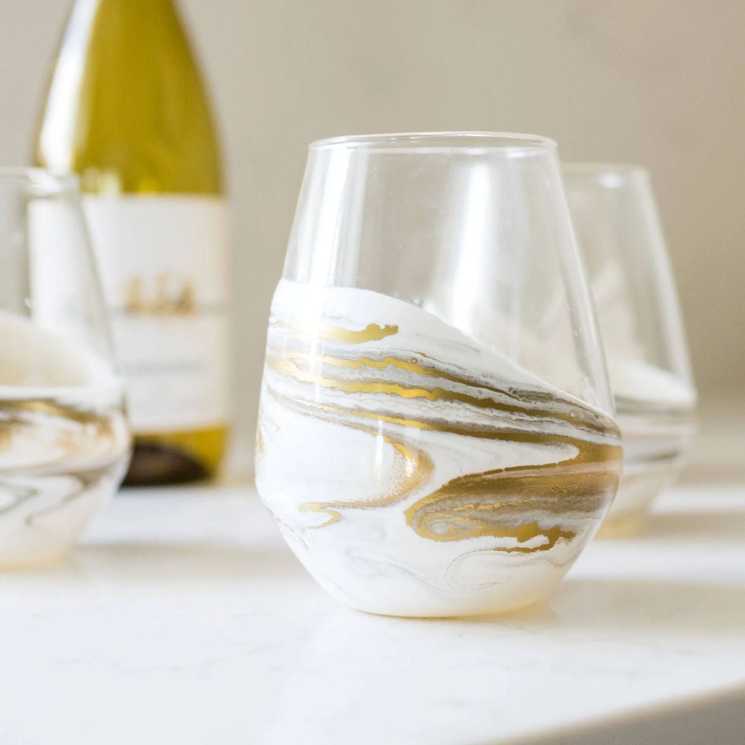 RESIN ACCENTED ENTERTAINING GLASSES - SET OF 4