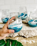 أكواب لين وليانا للترفيه بلمسة راتنجية زرقاء - طقم من 4 قطع