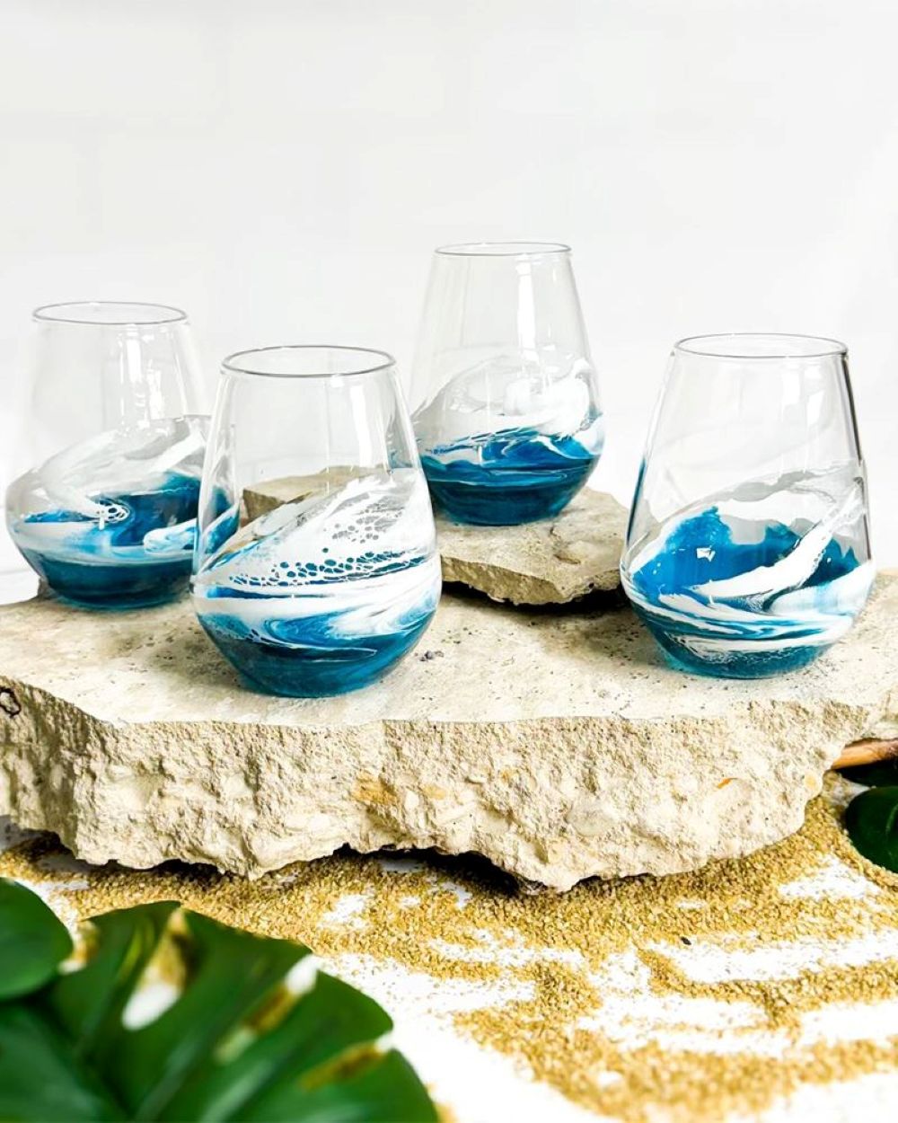 RESIN ACCENTED ENTERTAINING GLASSES - SET OF 4