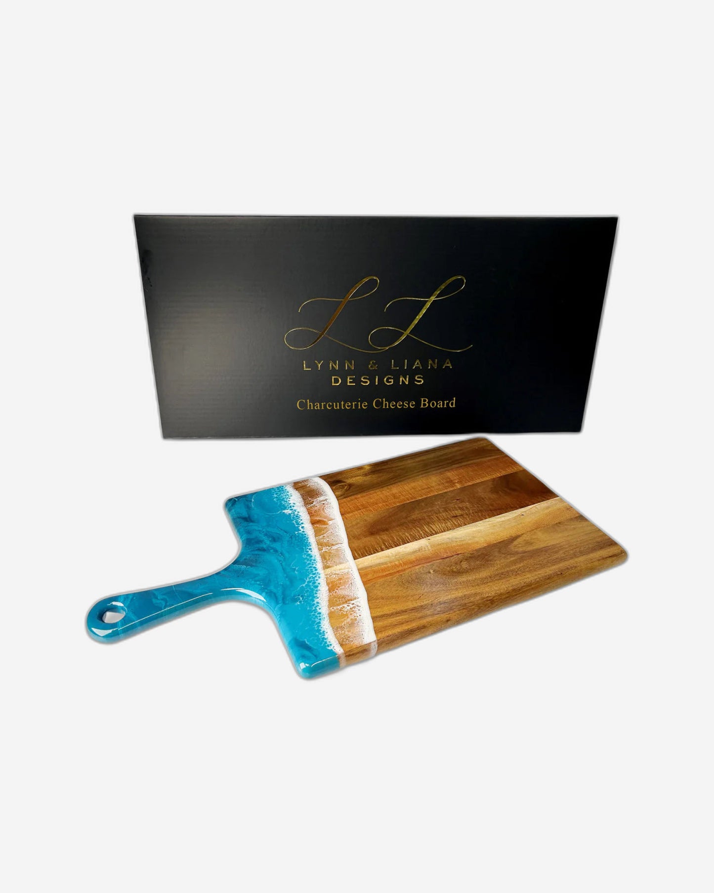 لوح لين وليانا متوسط الحجم من خشب الأكاسيا مع لمسات من الراتنج - أزرق