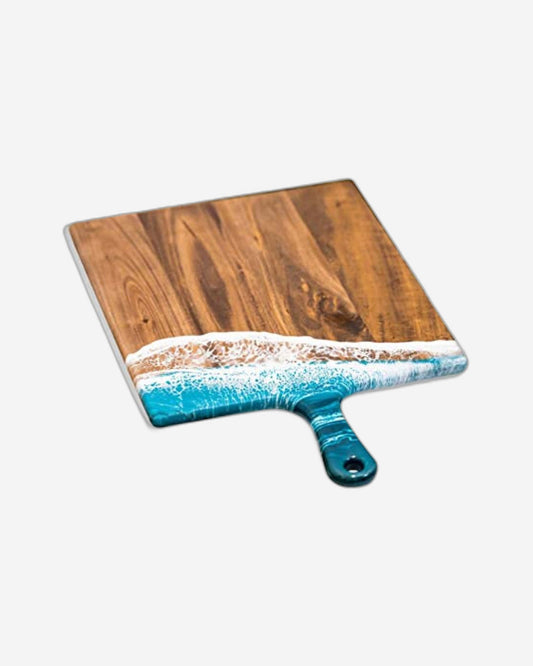 لوح لين وليانا المصنوع من خشب الأكاسيا كبير الحجم باللونين الأزرق والأبيض