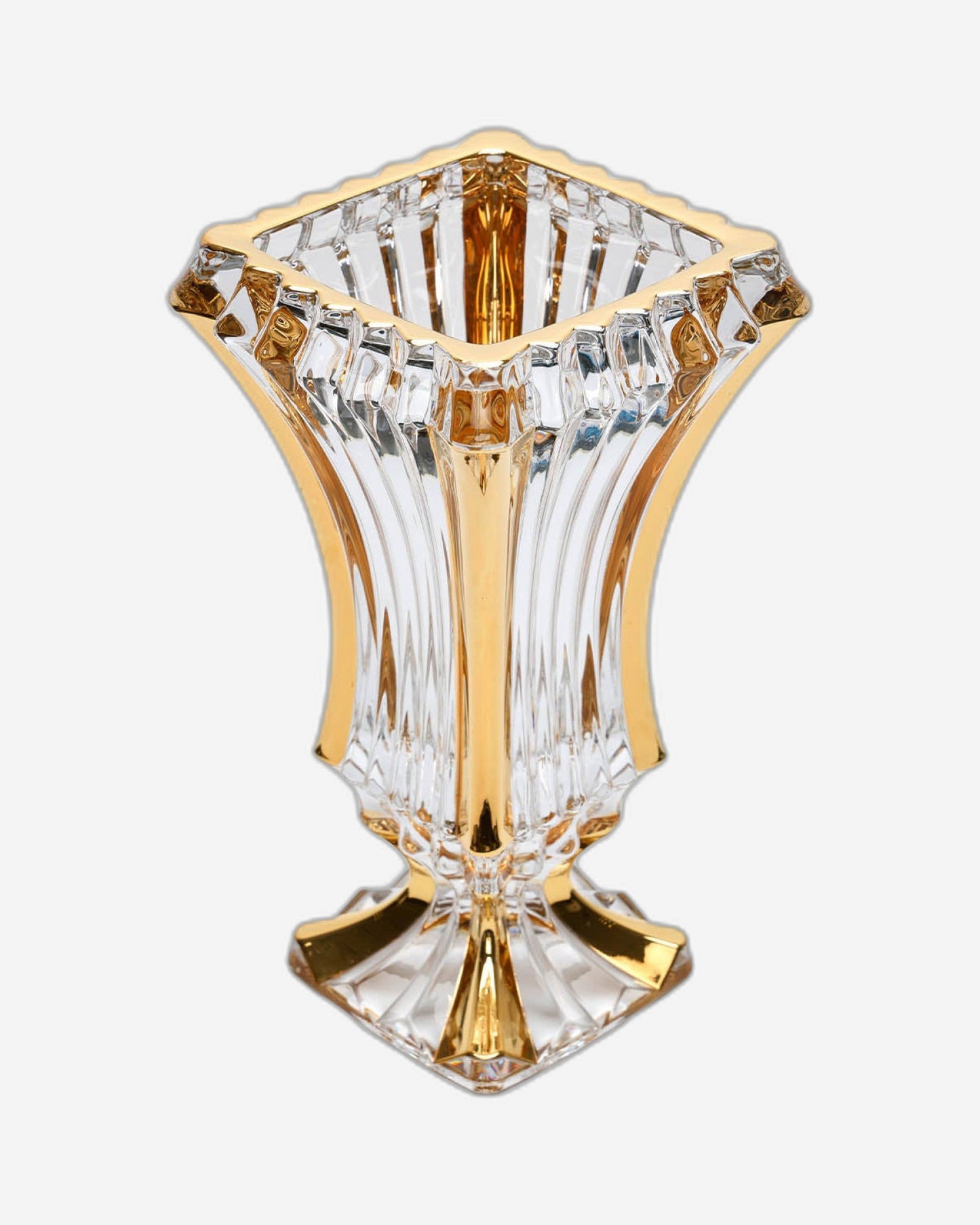 مزهرية بوهيميا براغ مع كريستال ذهبي خالٍ من الرصاص