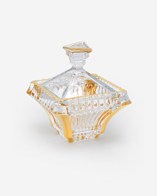 صندوق كبير من كريستال بوهيميا براغ 193 مع كريستال ذهبي خالٍ من الرصاص