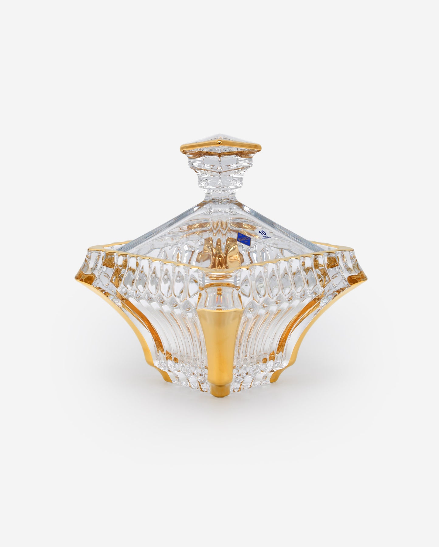 صندوق كبير من كريستال بوهيميا براغ 193 مع كريستال ذهبي خالٍ من الرصاص